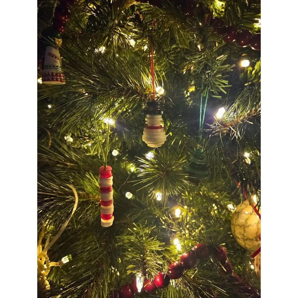 Peppermint Stick Button Ornament – Handmade Holiday Decor & Whimsical Gift